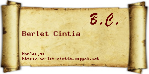 Berlet Cintia névjegykártya
